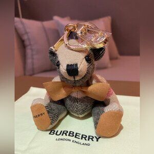 BURBERRY Thomas Bear Charm With Bow Tie Keychain With Dust Bag NWOT